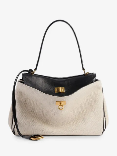 Balenciaga Rodeo small linen and leather tote bag