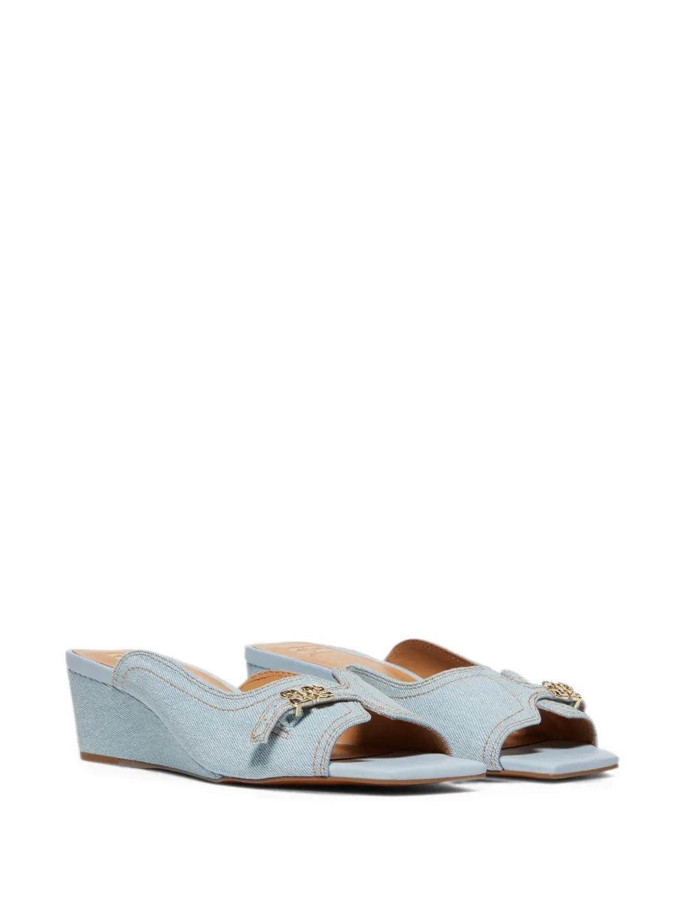 GANNI buckle-detail wedge sandals Blauw