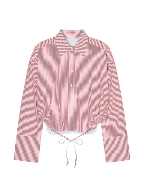 Closed striped gathered shirt