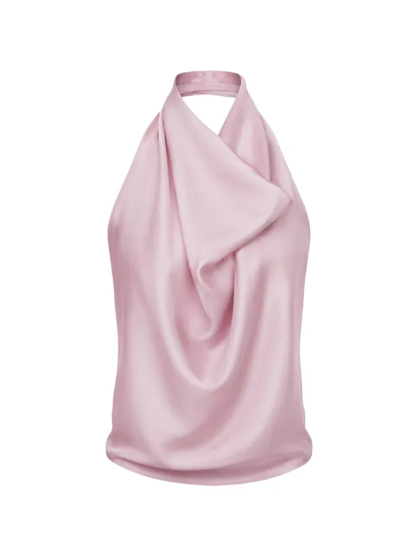 Carven Silk Drap Backless Top in Pink