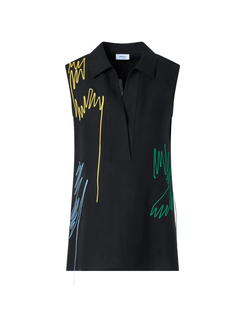 Akris Punto Blusa smanicata con ricamo - Nero