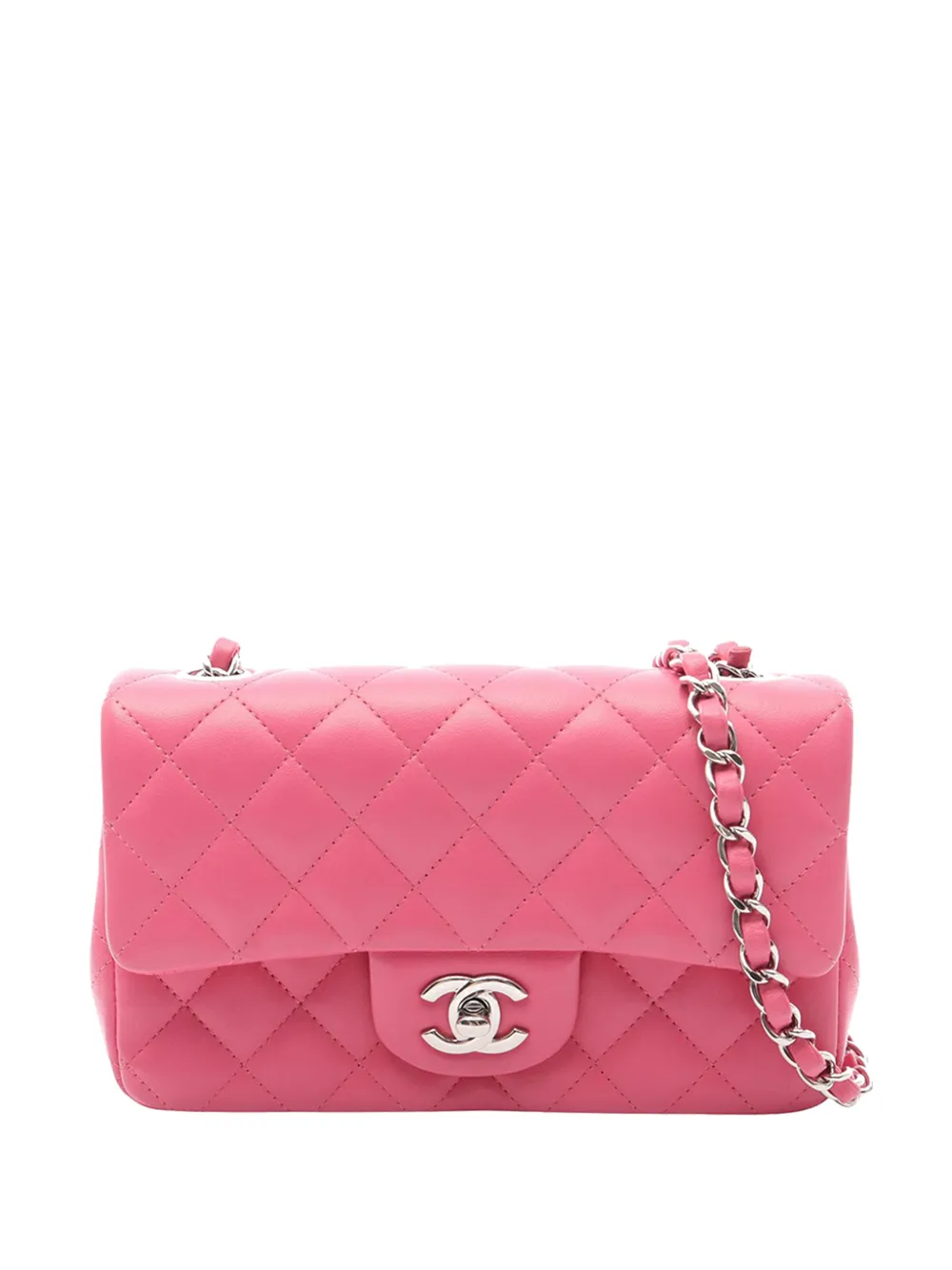 CHANEL Pre-Owned Borsa a tracolla rettangolare Classic mini in pelle di agnello 2019 - Rosa