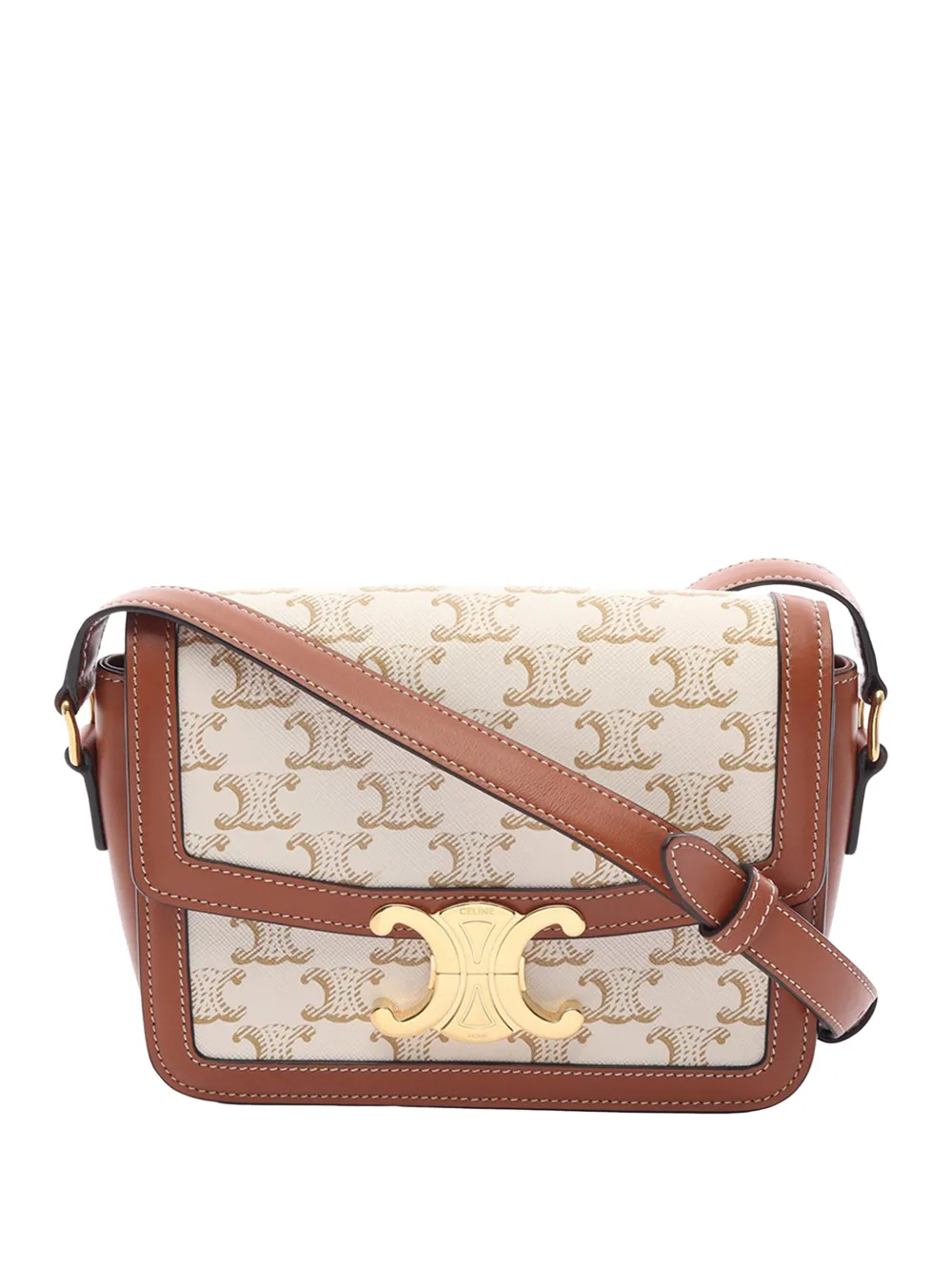 Celine Pre-Owned Borsa a tracolla Triomphe in pelle di vitello e tela cerata 2010-2026 - Bianco