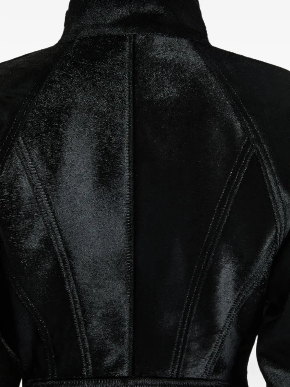 Balmain Leren peplum jack met pony-effect Zwart