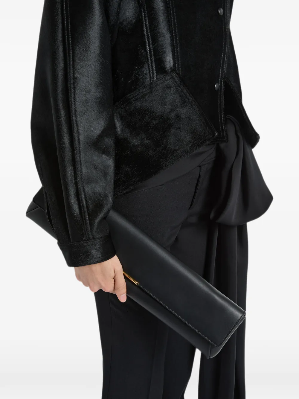 Balmain Lange clutch van glad leer Zwart