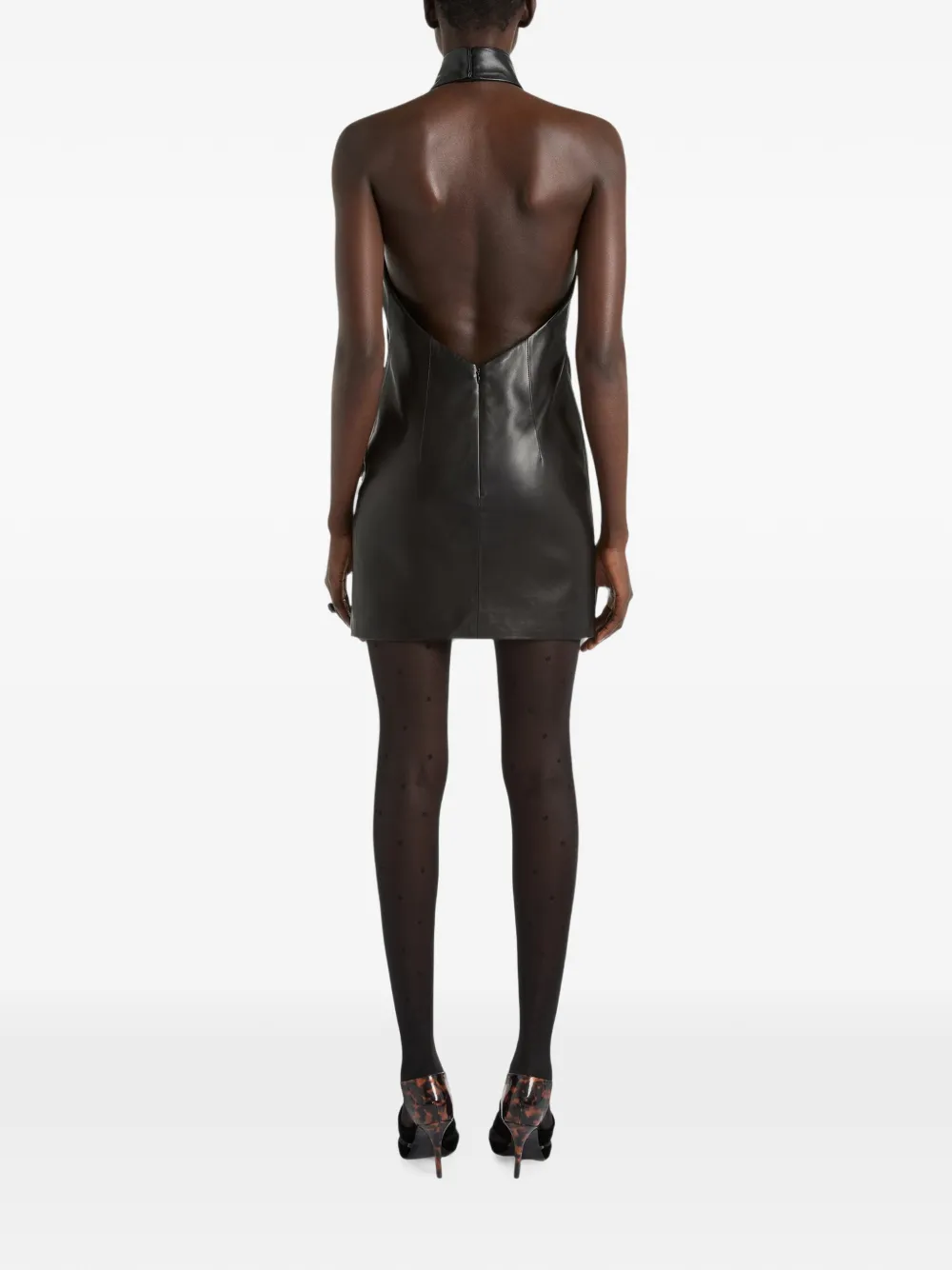 Balmain Lamsleren jurk met open rug Zwart