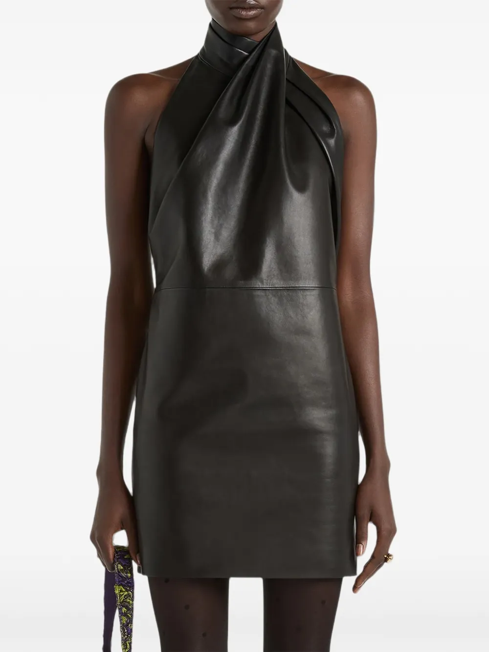 Balmain Lamsleren jurk met open rug Zwart