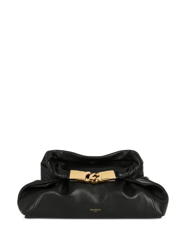 Balmain Dinner At 8 Small Bag in Smooth Leather in Black