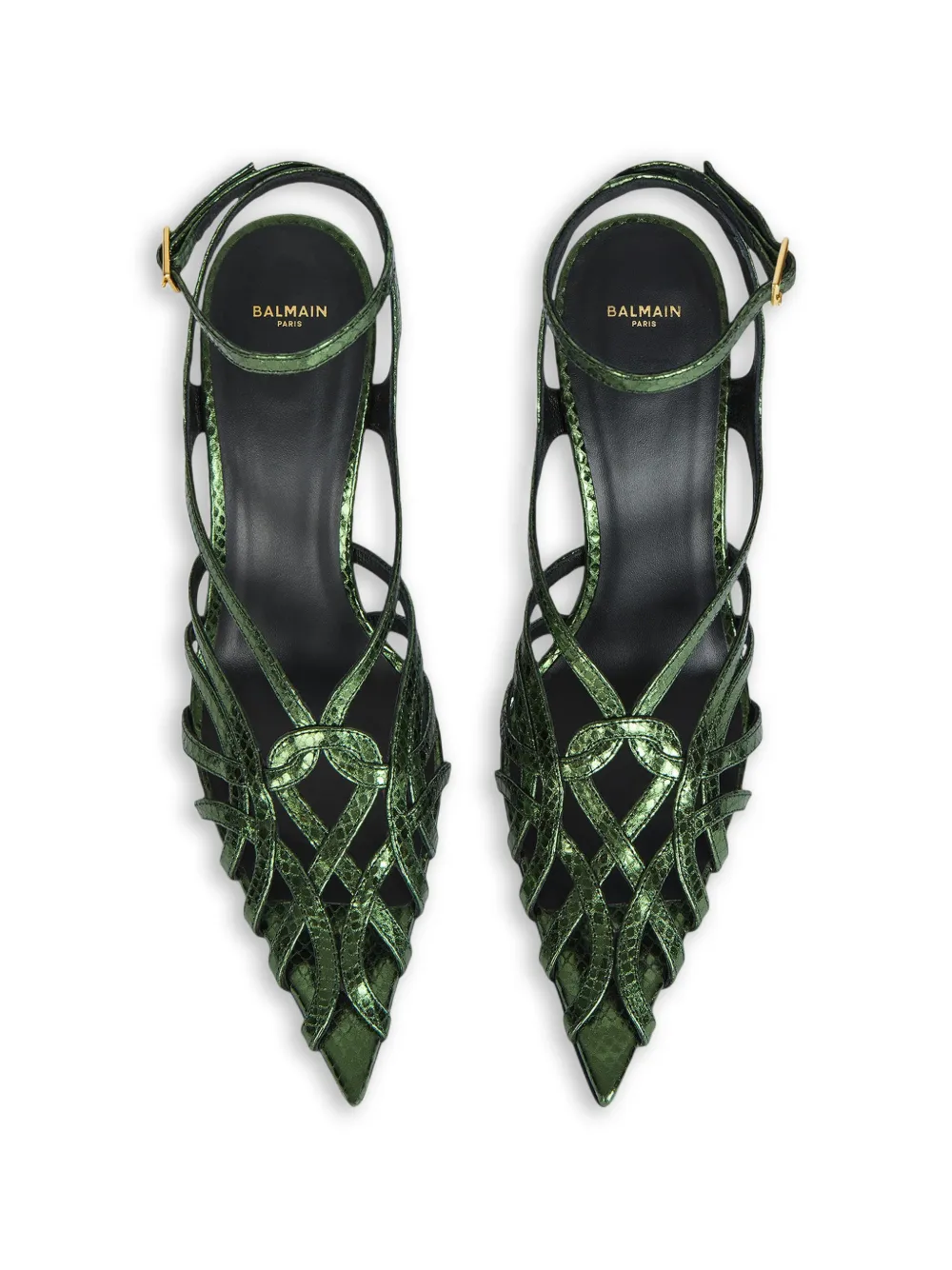 Balmain Sandalen met python-effect Groen