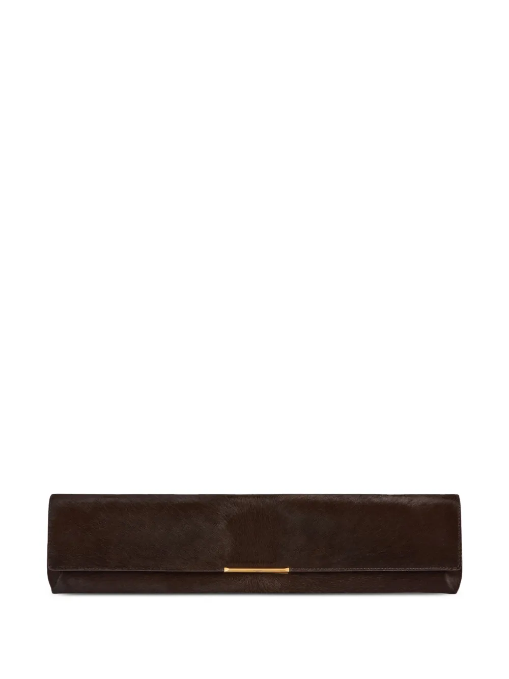 Balmain Long Clutch Bag In Pony-effect Leather In Brown