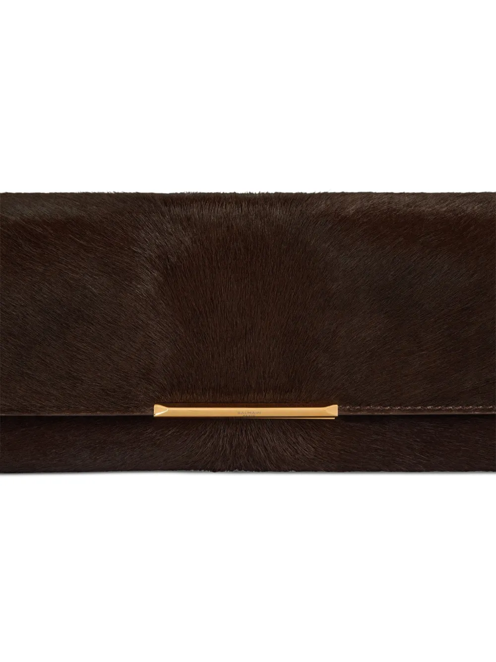Balmain Lange clutch van leer met pony-effect Bruin