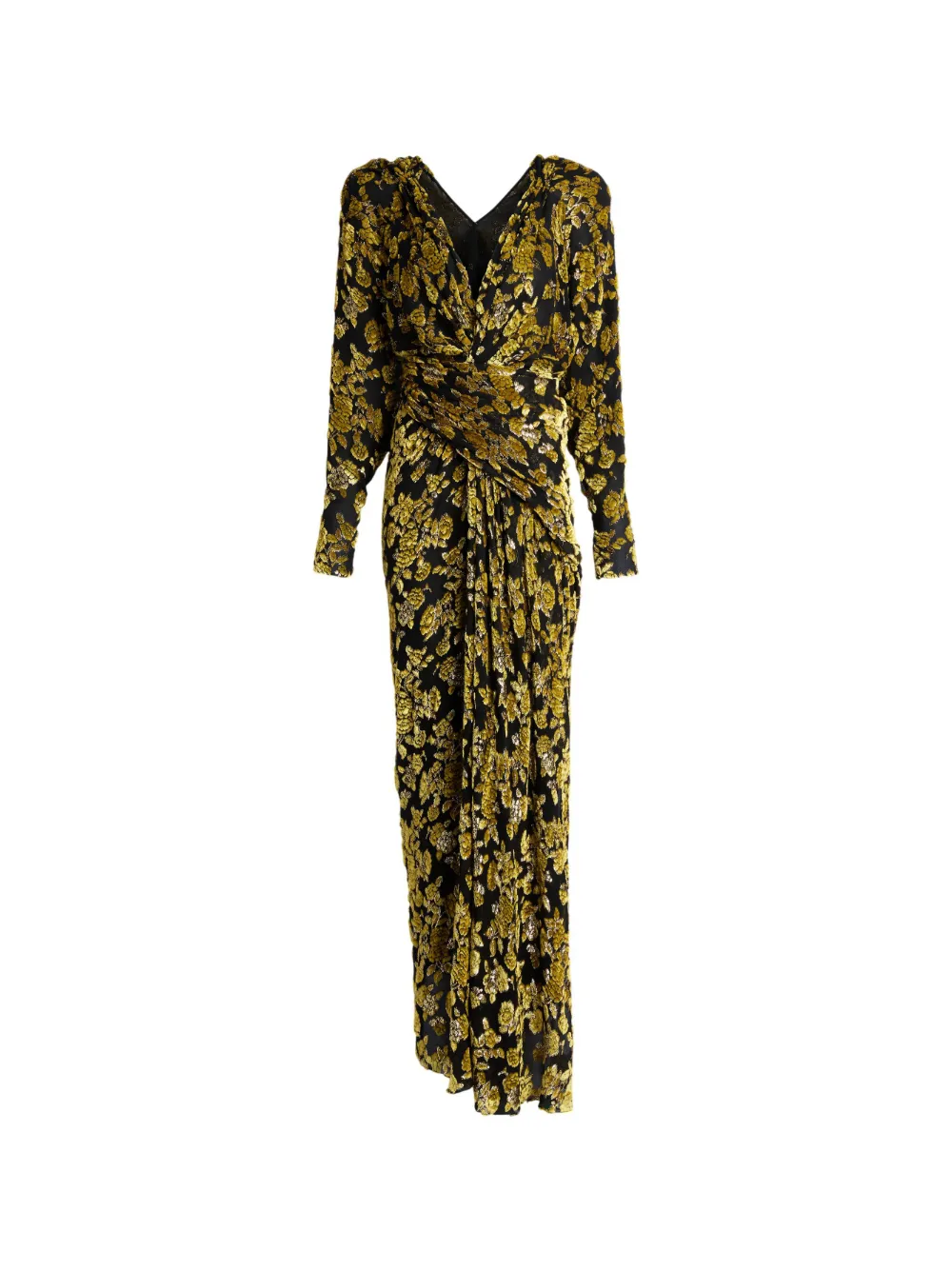 Balmain Abito lungo con effetto jacquard - Oro
