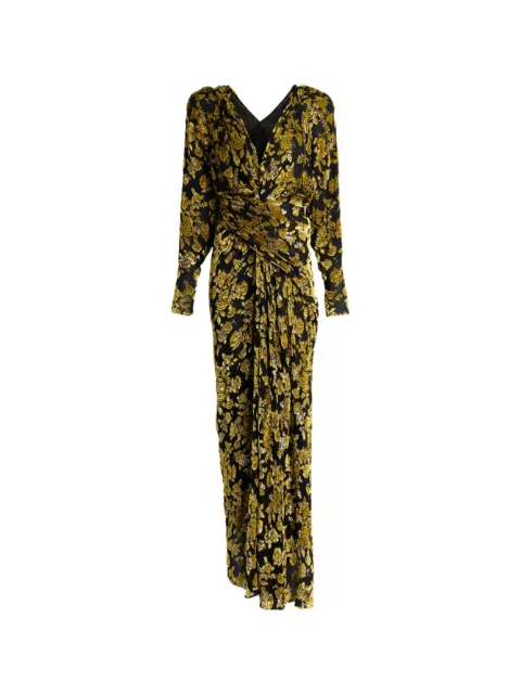 Balmain long velvet-jacquard dress