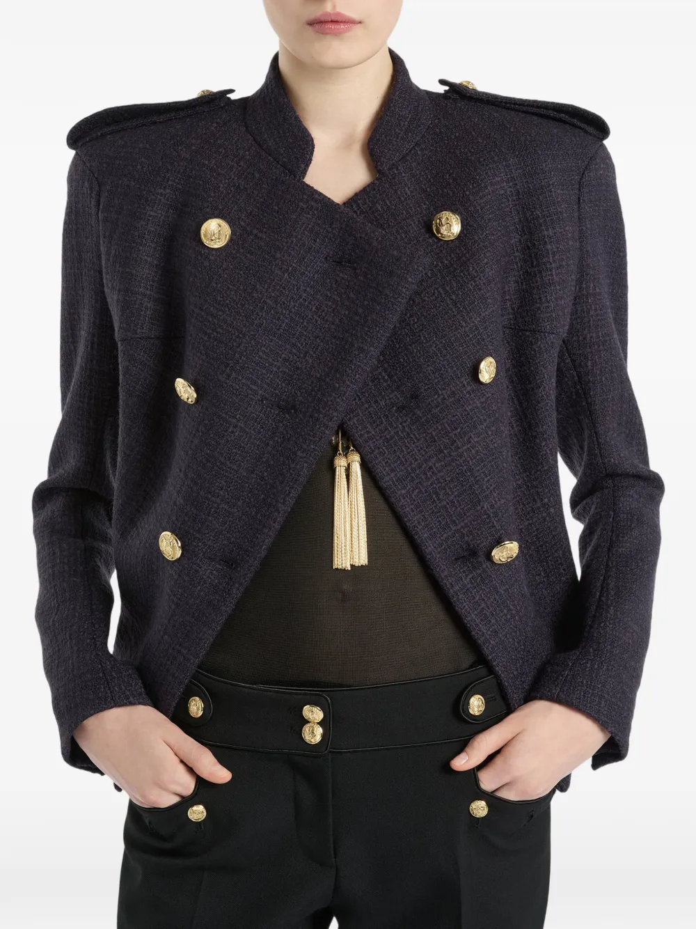 Balmain Tweed 6-button Jacket in Blue, view 4