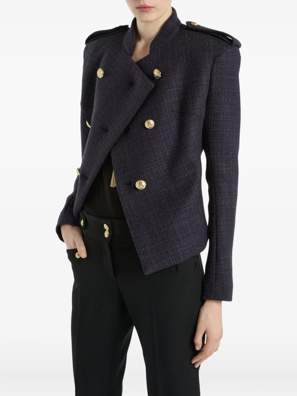 Balmain Tweed 6-button Jacket in Blue, view 3