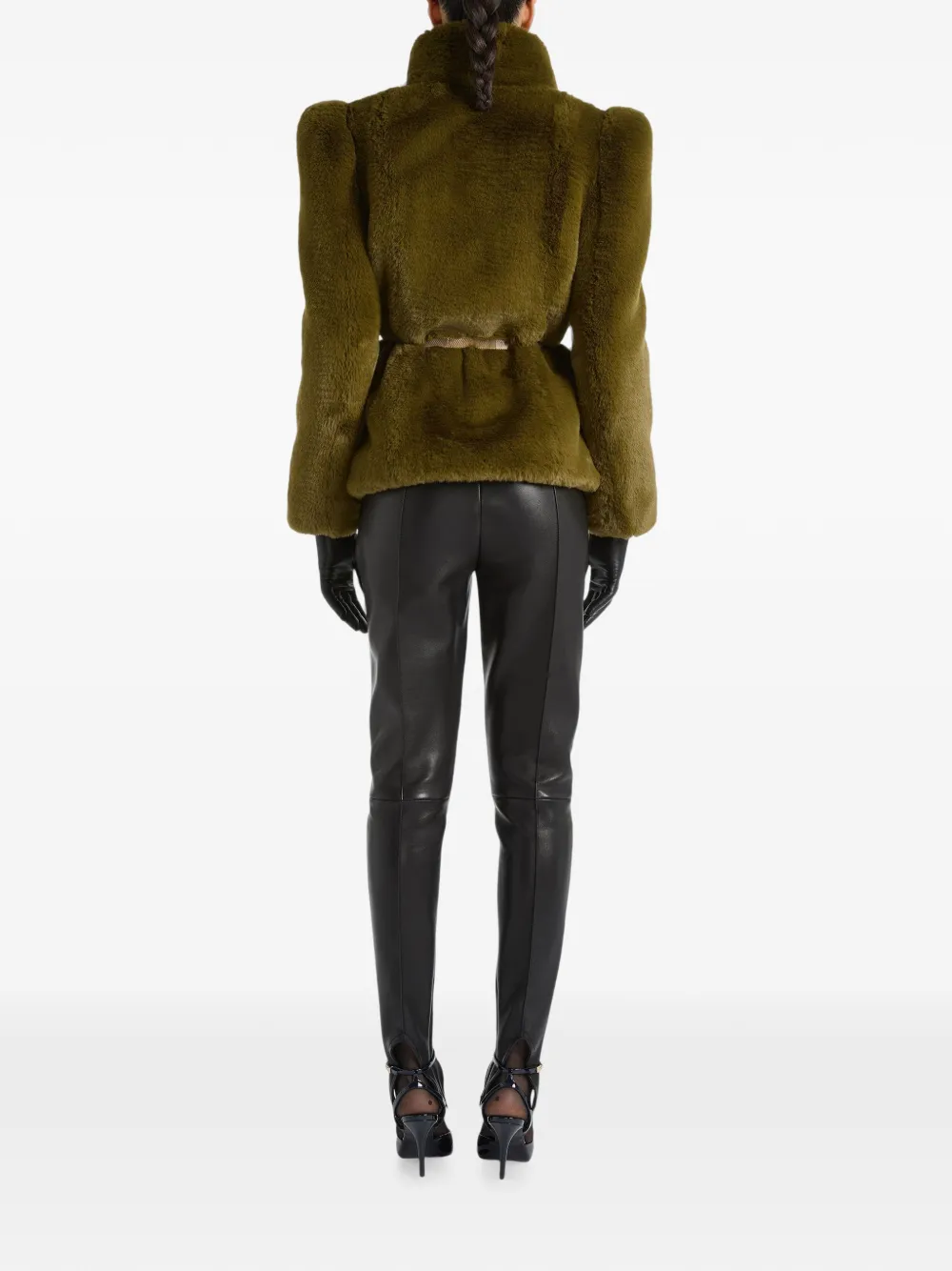 Balmain Lamsleren broek met bandje Zwart