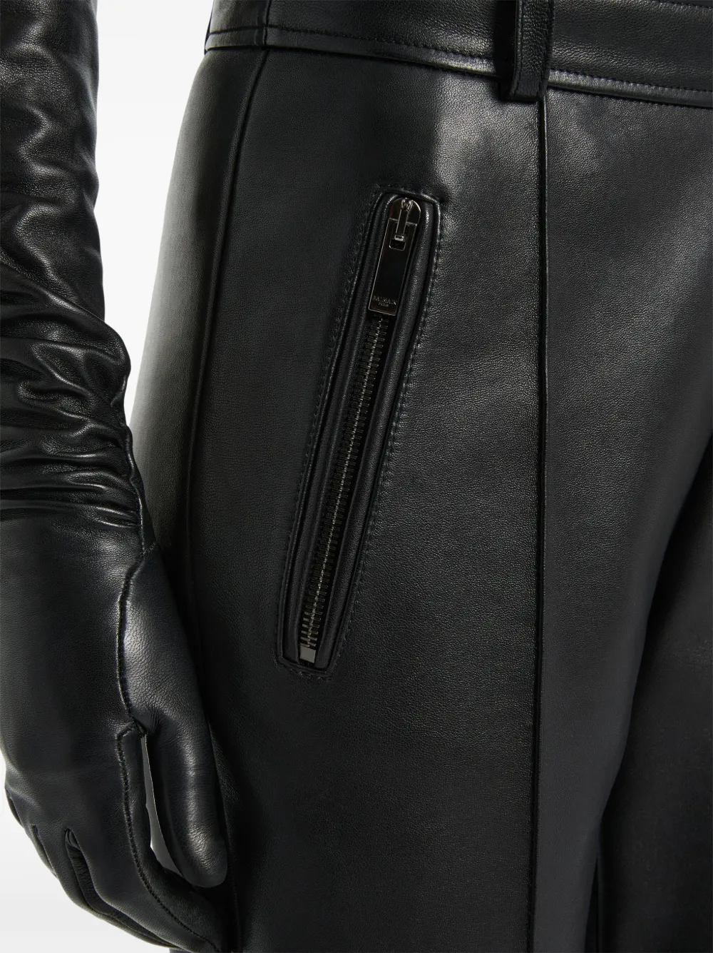 Balmain Lamsleren broek met bandje Zwart