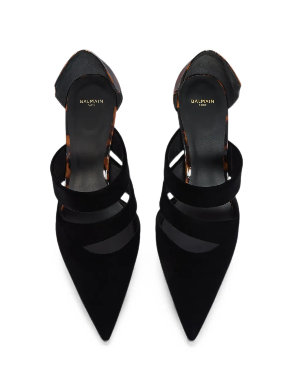Balmain Fluwelen en lakleren pumps met print Zwart