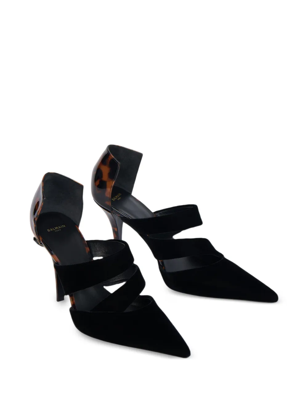Balmain Fluwelen en lakleren pumps met print Zwart