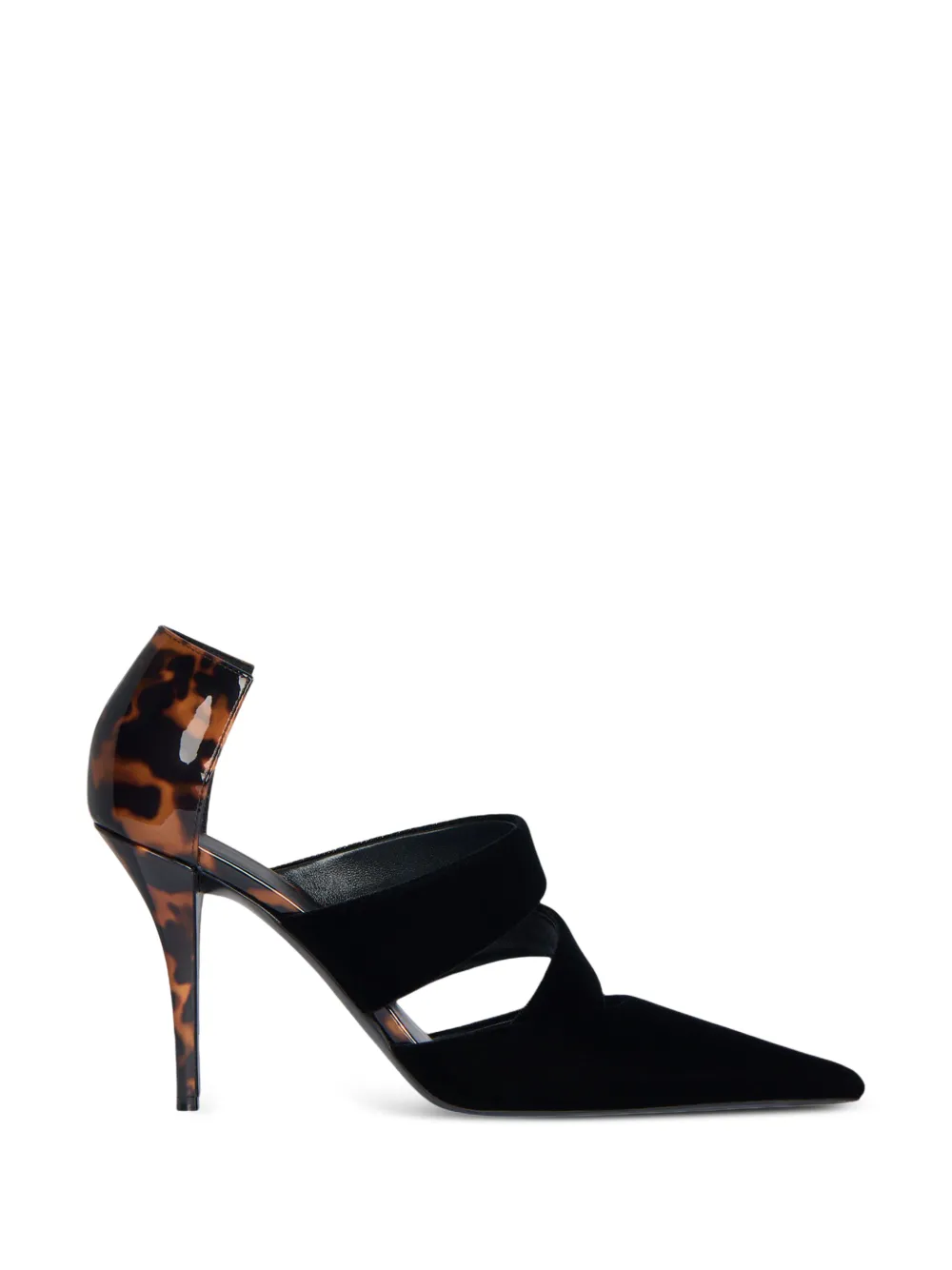 Balmain Pumps in velluto e pelle verniciata con stampa - Nero