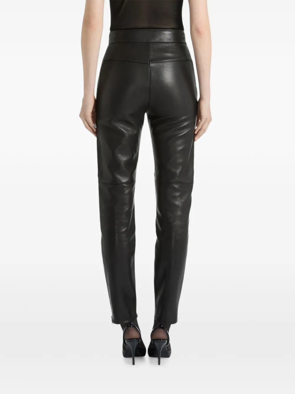 Balmain Lamsleren bikerbroek Zwart