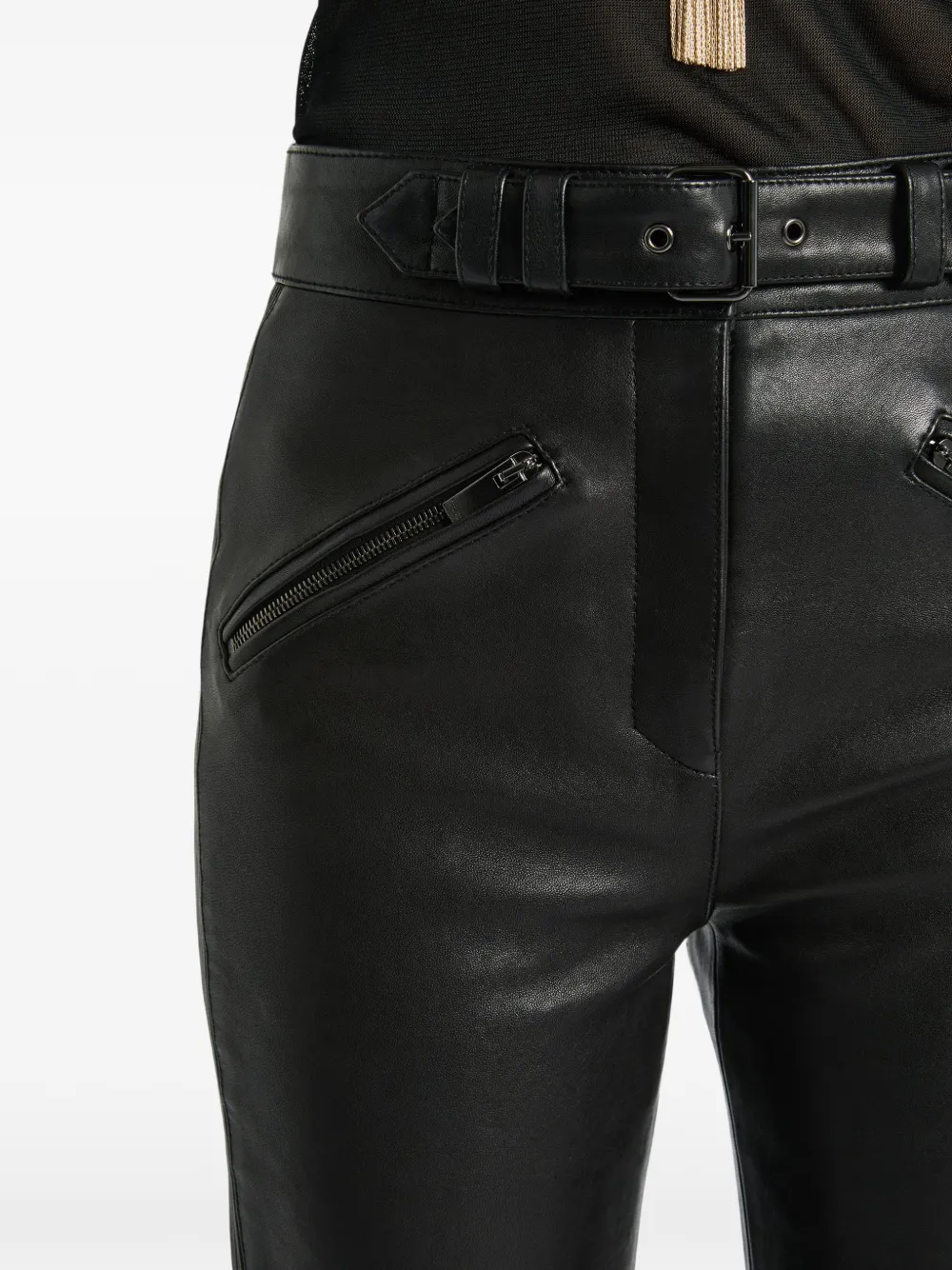 Balmain Lamsleren bikerbroek Zwart