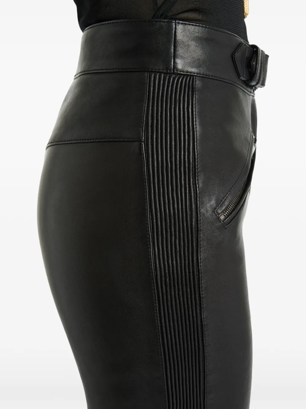 Balmain Lamsleren bikerbroek Zwart