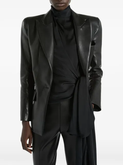 Balmain structured-shoulder lambskin jacket