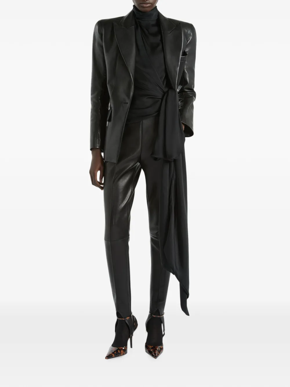 Balmain Lamsleren jack met gestructureerde schouders Zwart