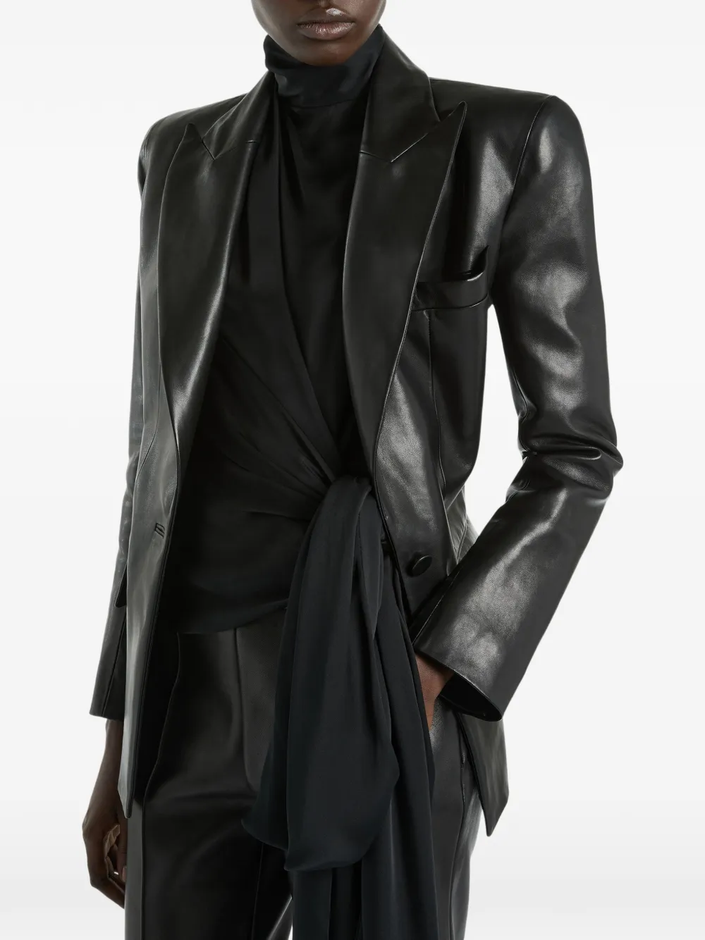 Balmain Lamsleren jack met gestructureerde schouders Zwart