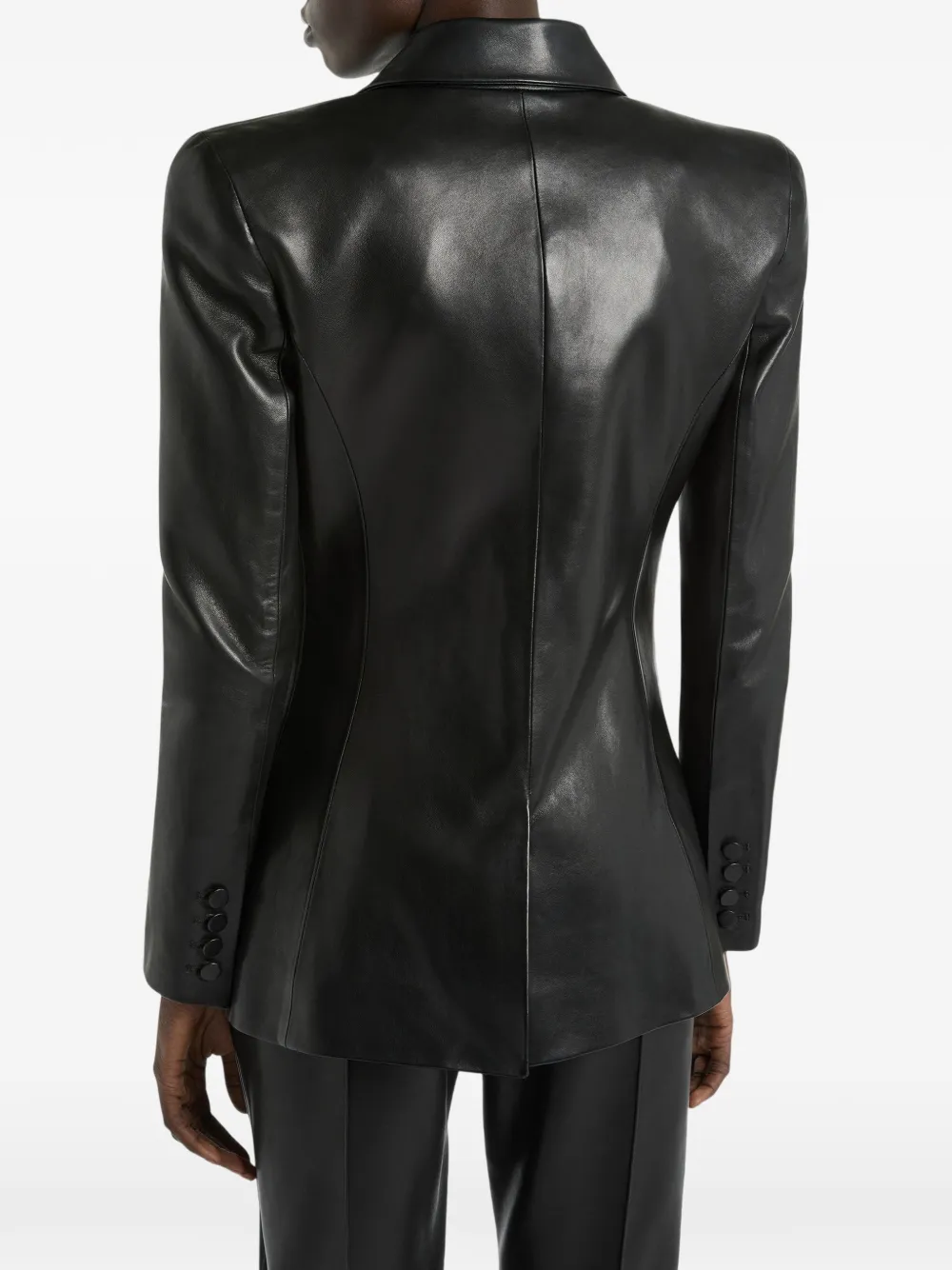 Balmain Lamsleren jack met gestructureerde schouders Zwart