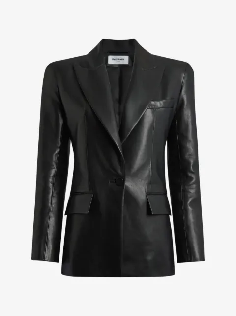 Balmain veste en cuir de veau à épaules structurées