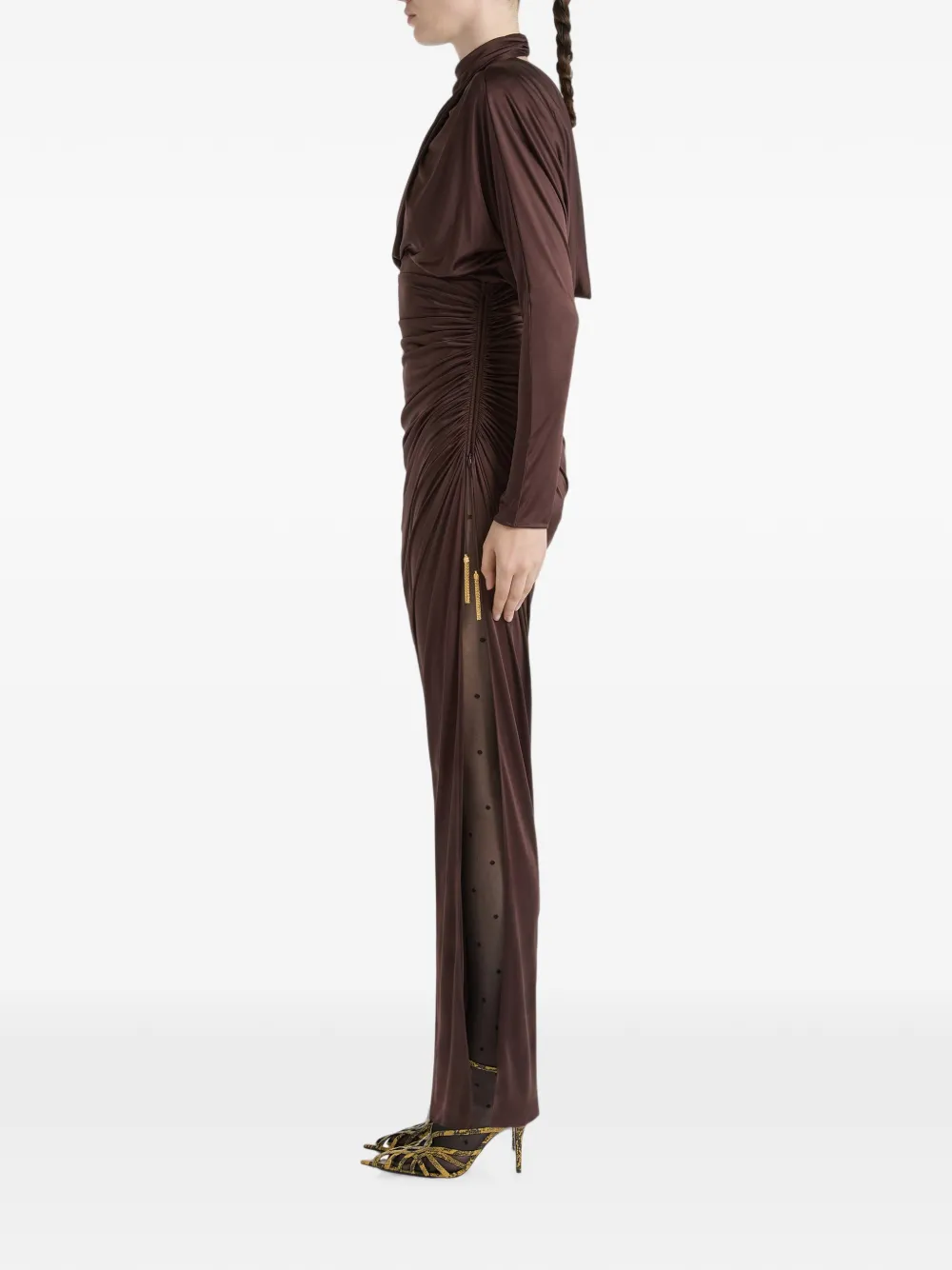 Balmain Jersey maxi-jurk Bruin
