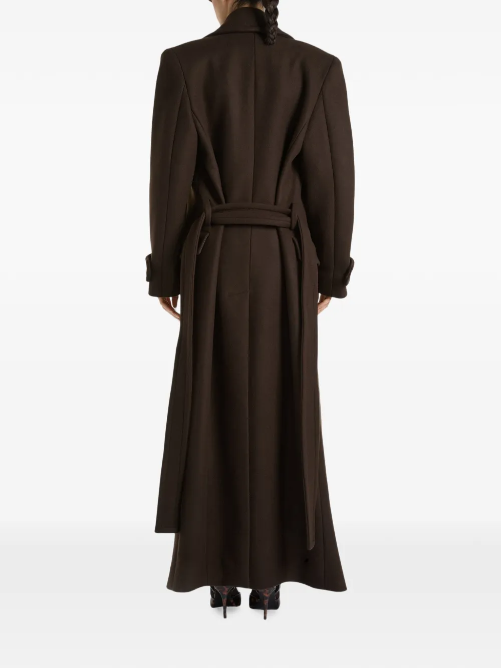 Balmain Wollen jas met ceintuur Bruin
