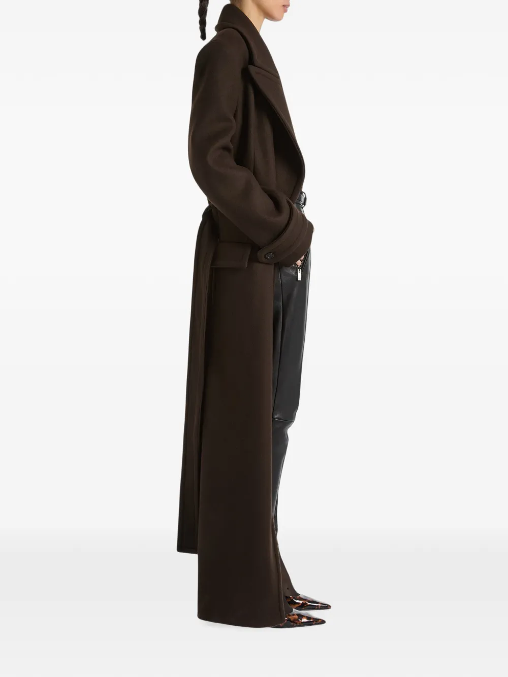 Balmain Wollen jas met ceintuur Bruin