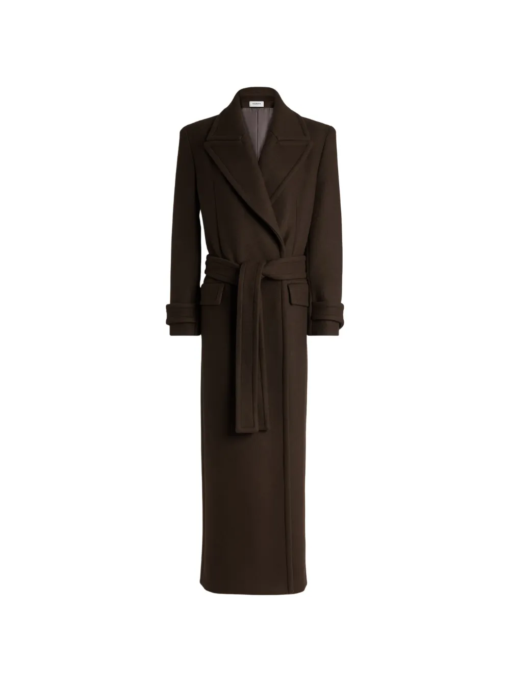 Balmain Cappotto in lana con cintura - Marrone