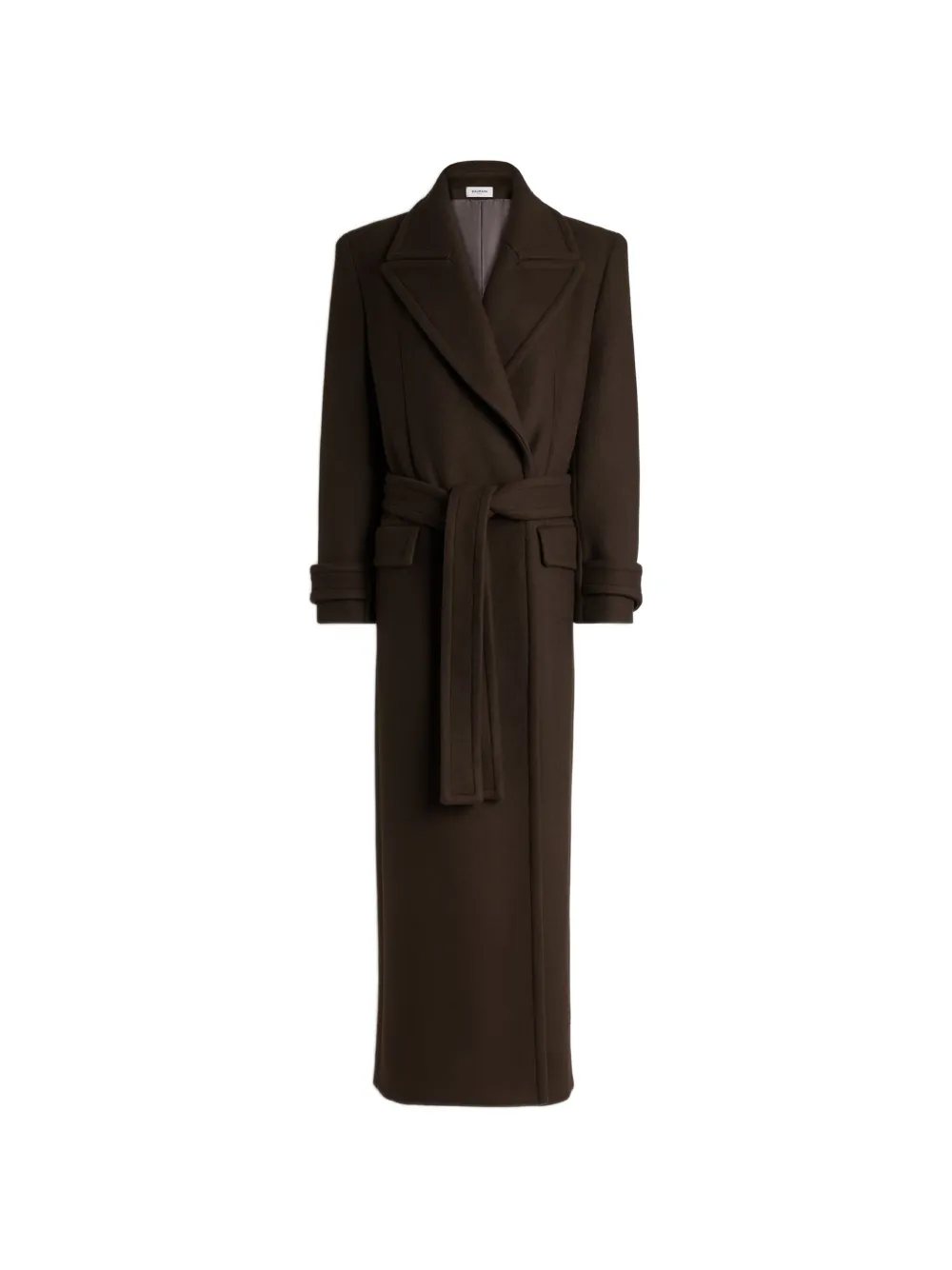 Balmain belted wool cloth coat - Brown