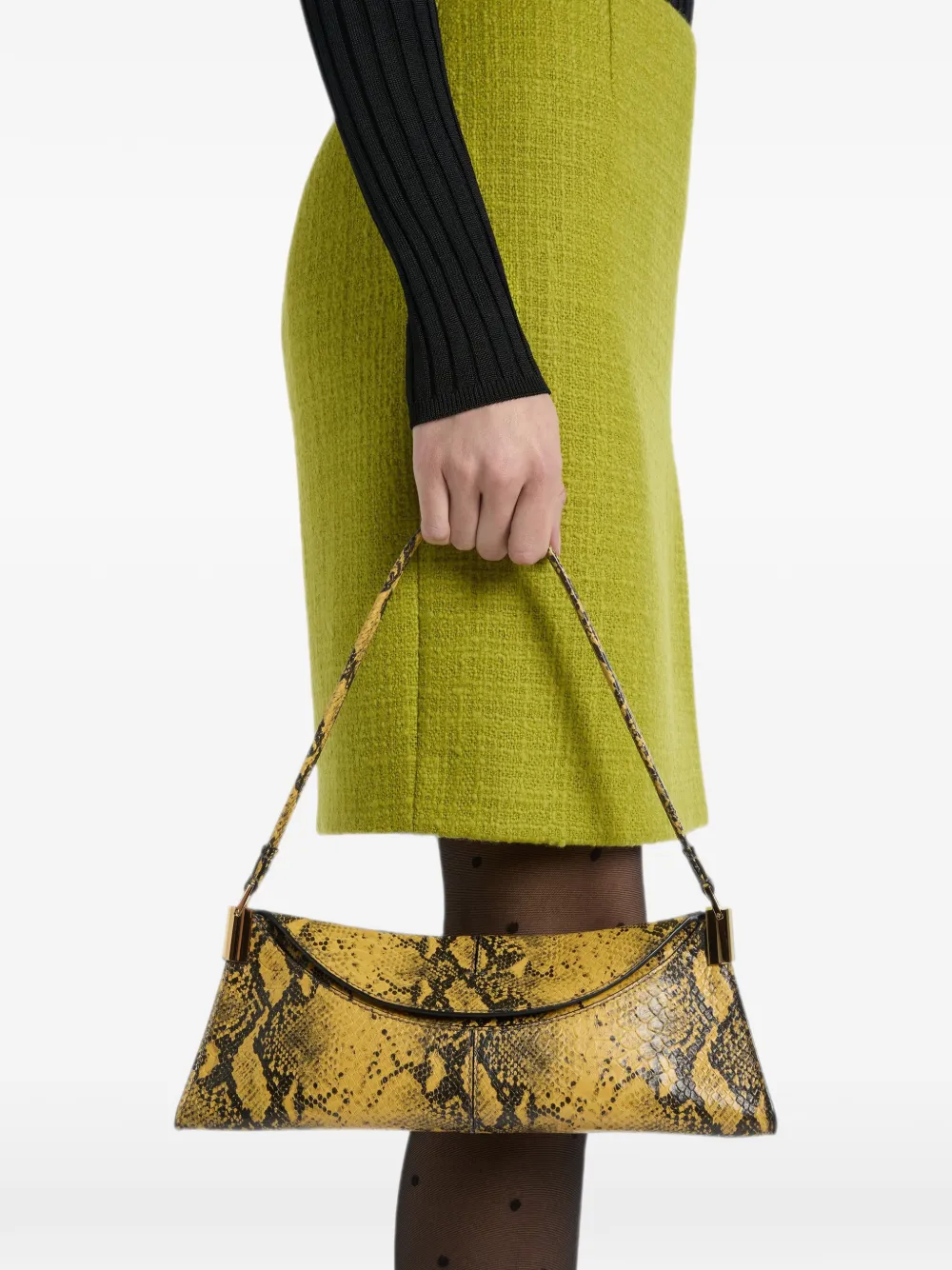 Balmain 64-83 Small Bag in Python-effect Leather in Yellow, view 2
