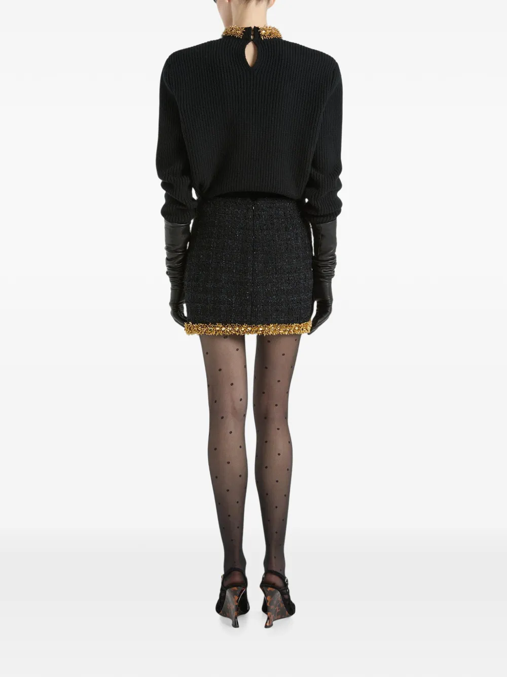Balmain Tweed rok met geborduurde afwerking Zwart