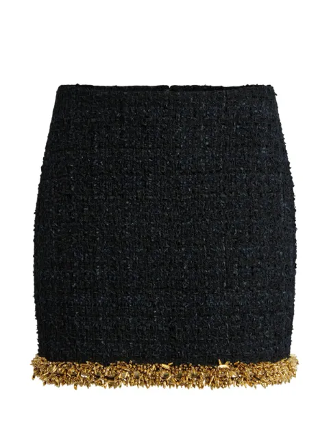 Balmain falda corta de tweed con ribete bordado
