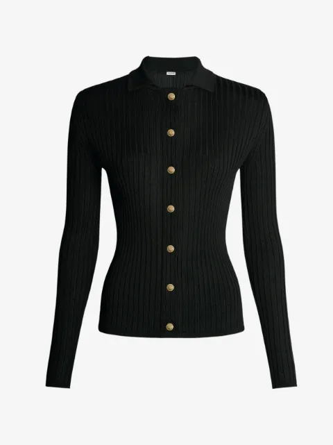 Balmain cardigan boutonné à design côtelé