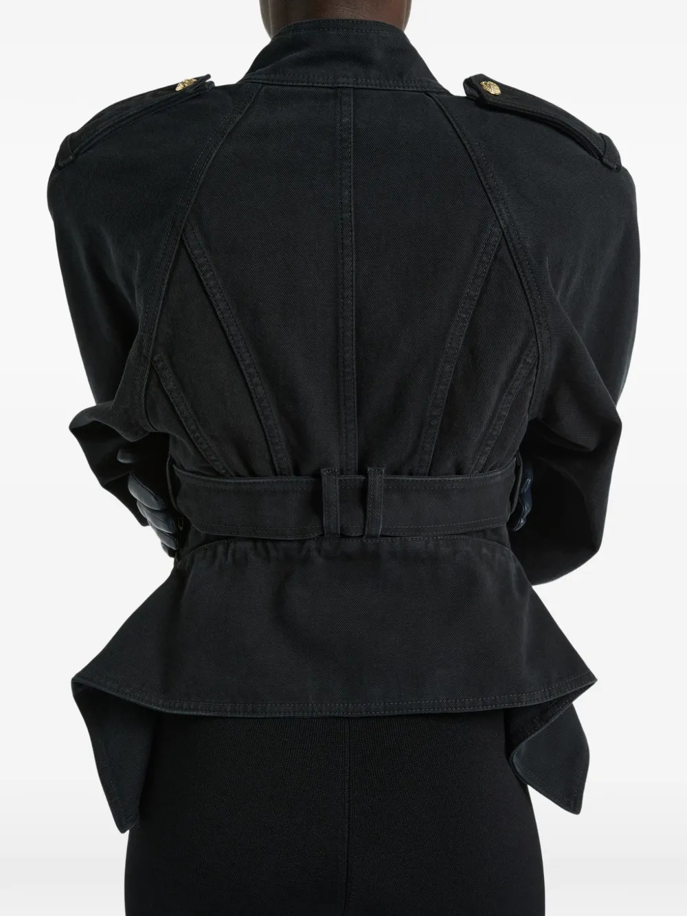 Balmain Denim peplum jacket Zwart