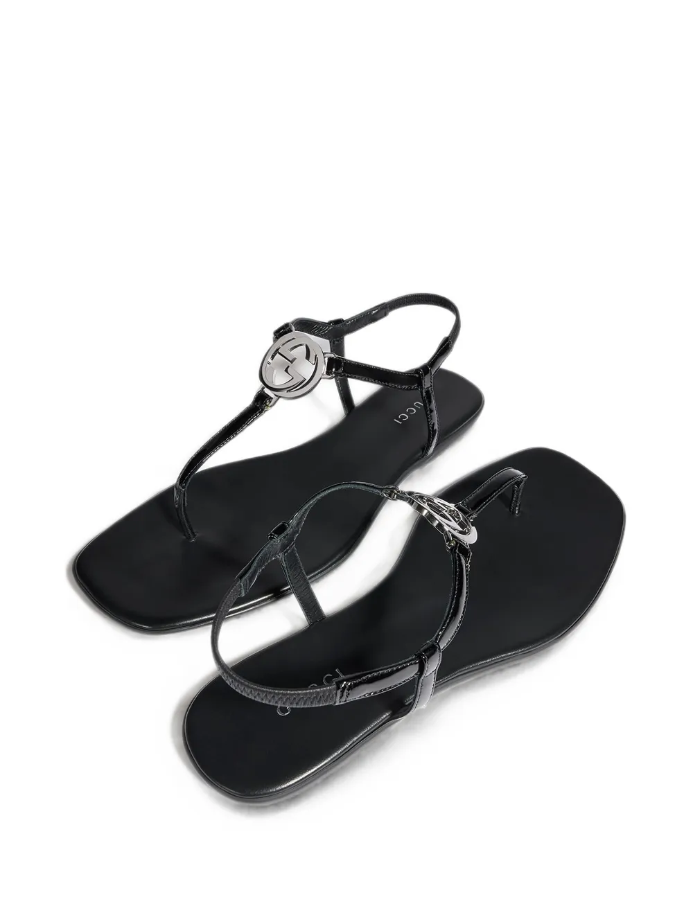 Gucci Interlocking G patent leather sandals Zwart