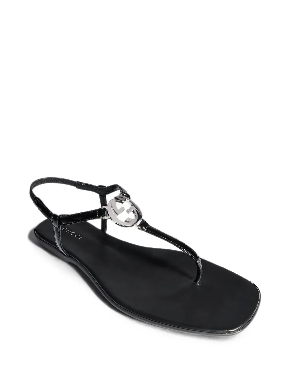 Gucci Interlocking G patent leather sandals Zwart