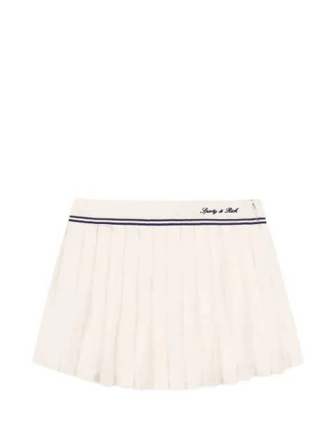 Sporty & Rich — Serif pleated logo-embroidered mini skirt