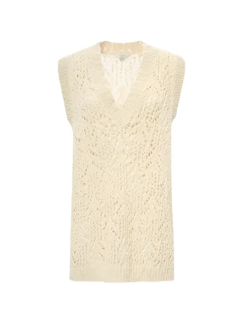 Malo open-knit V-neck vest