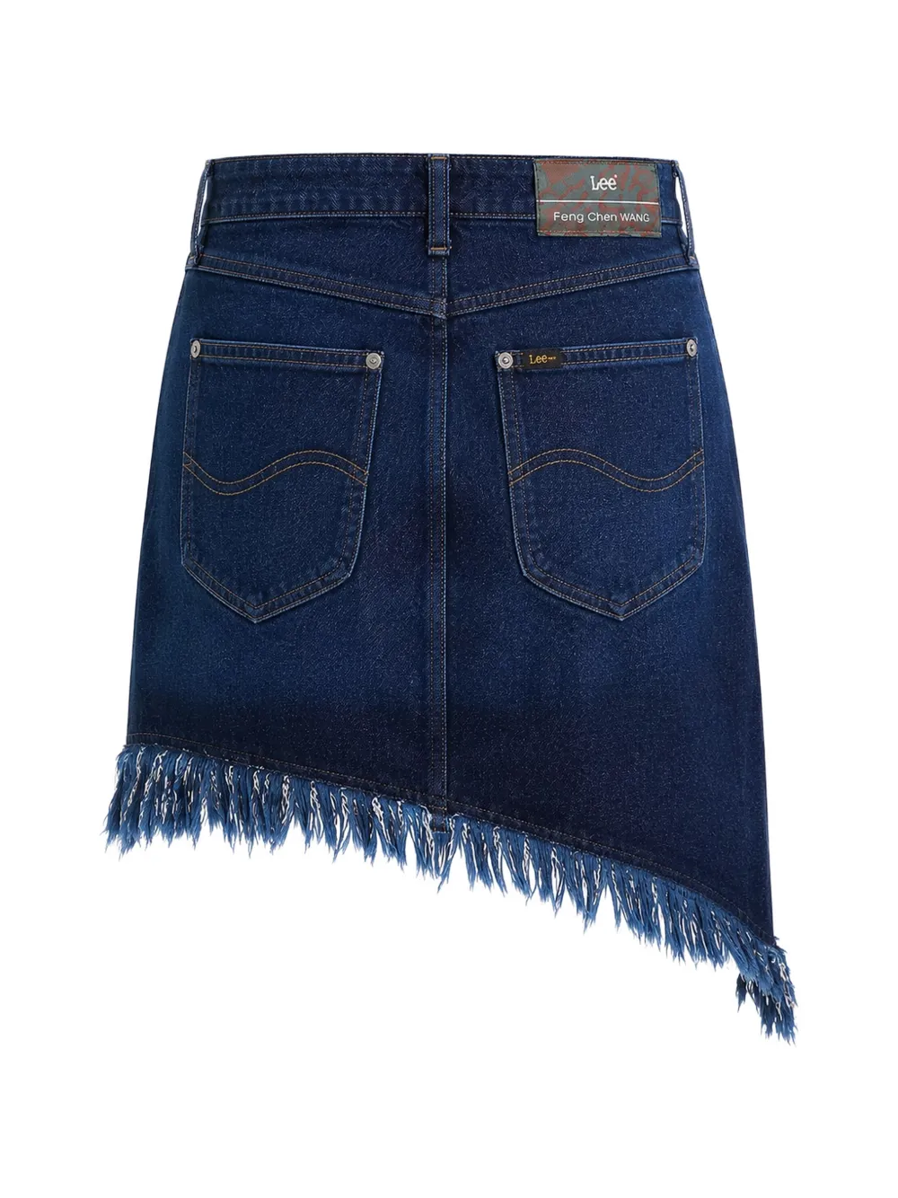  Lee X Feng Chen Wang Asymmetric Frayed Mini Skirt - Azul 