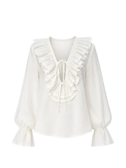 Eleh ruffled tie-fastening blouse