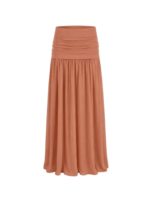 Petar Petrov Late Bloom Ruched Maxi Skirt in Orange