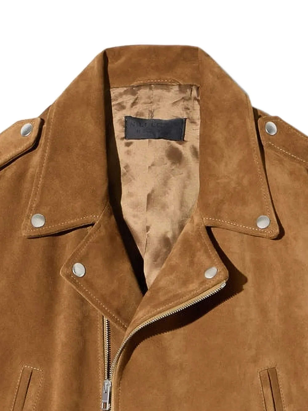 Nili Lotan Evel Belted Biker Jacket in Brown, view 2